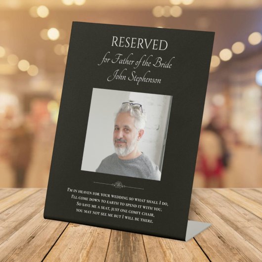 Schwarzer Vater von Foto Hochzeit Gedenkstuhl Sockelschild