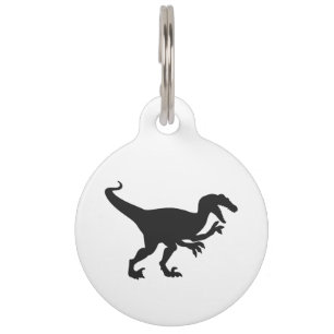 Schwarzer Velociraptor-Dinosaurier - Rückfärbung Haustiermarke