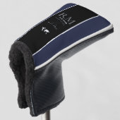 Schwarzer vertikaler Streifen mit Monogramm auf du Golf Headcover (3/4 Vorderseite)