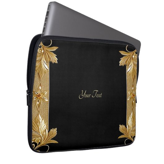 Schwarzer Verzierter Flachbildschirm Laptopschutzhülle (Vorne Rechts)
