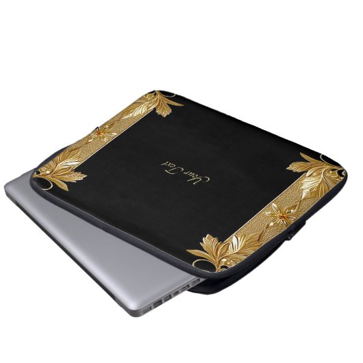 Schwarzer Verzierter Flachbildschirm Laptopschutzhülle (Vorne Knopf)