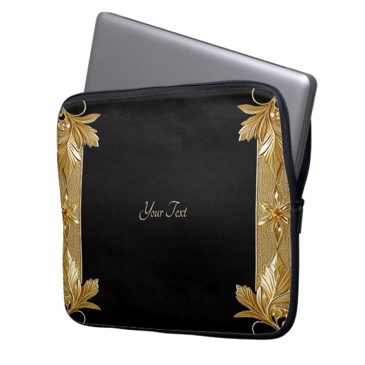 Schwarzer Verzierter Flachbildschirm Laptopschutzhülle (Vorderseite Links)