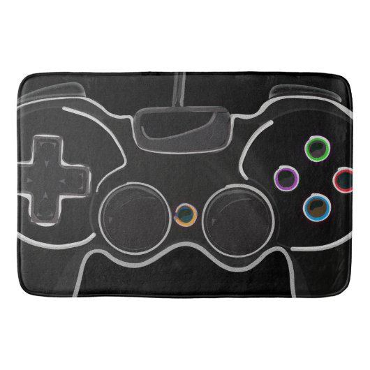 Schwarzer Videospiel-Controller Spieler Badematte (Vorderseite)