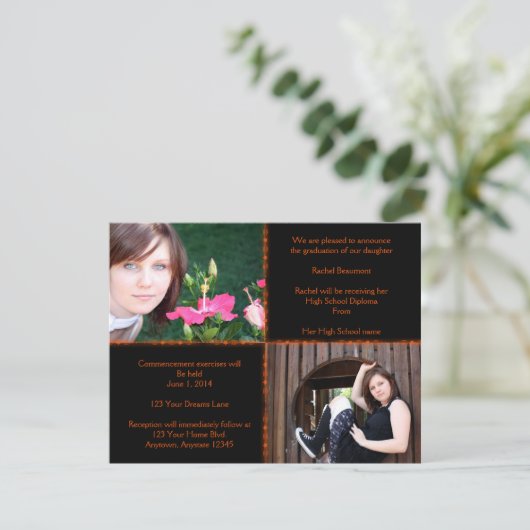 Schwarzer viereckiger Star-Abschluss Einladung (Stehend Vorderseite)