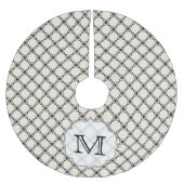 Schwarzer Vierpass-Quart-Monogramm-Anfangsbuchstab Polyester Weihnachtsbaumdecke (Vorderseite)
