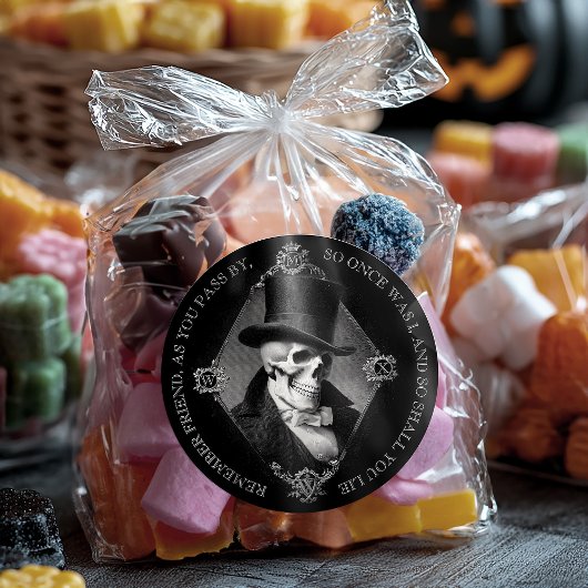 Schwarzer Viktorianischer Gothischer Schädel Etchi Runder Aufkleber