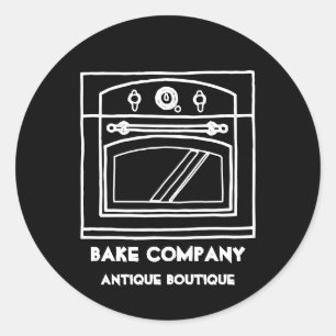 Schwarzer Vintage-Backofen Runder Aufkleber