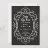 Schwarzer Vintage Barock viktorianisch Save The Date (Vorderseite)