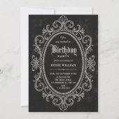Schwarzer Vintage Barock viktorianischer Geburtsta Einladung (Vorderseite)