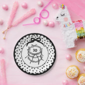 Schwarzer Vintage-Coquette-Bogen-Kuchen Pappteller (Party)