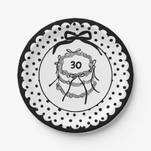 Schwarzer Vintage-Coquette-Bogen-Kuchen Pappteller