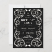 Schwarzer Vintage-Goth Geburtstag Einladung (Vorderseite)