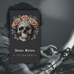 Schwarzer Vintage Retro moderner Tattoo-Künstler-T Visitenkarte