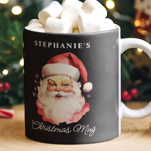 Schwarzer Vintage Retro Weihnachtsmann Weihnachten Kaffeetasse