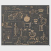 Schwarzer Vintage-Stil Geschenkpapier (Flach)