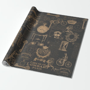 Schwarzer Vintage-Stil Geschenkpapier