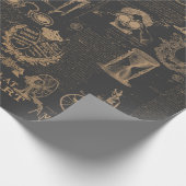 Schwarzer Vintage-Stil Geschenkpapier (Ecke)
