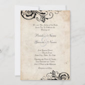 Schwarzer Vintager Blumenzauber Einladung (Vorderseite)