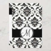 Schwarzer Vintager Damast Einladung zur Hochzeit (Vorne/Hinten)