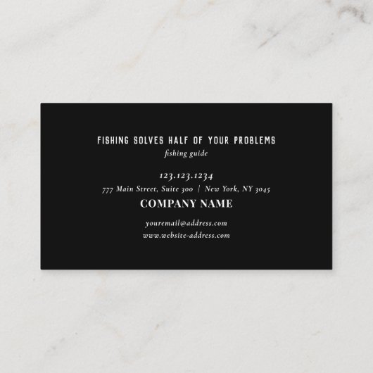 Schwarzer Vintager Fischereiführer Beruflicher Fis Visitenkarte (Rückseite)