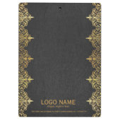 Schwarzer Vintager Leder-Goldrahmen Klemmbrett (Rückseite)
