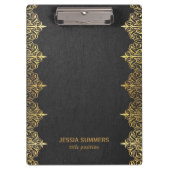 Schwarzer Vintager Leder-Goldrahmen Klemmbrett (Vorderseite)