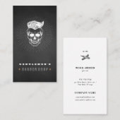 Schwarzer Vintager Retro-Friseurladen Skull Visitenkarte (Vorne/Hinten)
