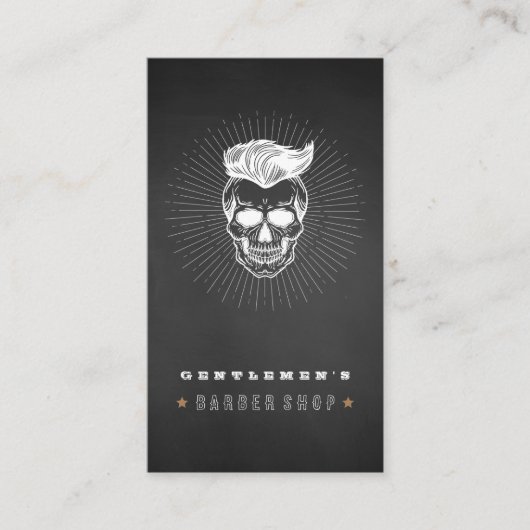 Schwarzer Vintager Retro-Friseurladen Skull Visitenkarte (Vorderseite)