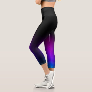 Schwarzer Violetter Farbverlauf Glow Capri Leggings