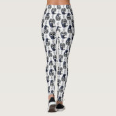 Schwarzer Vogel auf einem Skull-Goth-Muster Leggings (Rückseite)