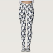 Schwarzer Vogel auf einem Skull-Goth-Muster Leggings (Vorderseite)