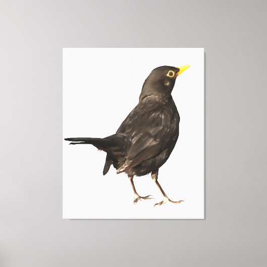 Schwarzer Vogel auf weißer Acrylmalerei Abgeschied Leinwanddruck (Vorderseite)