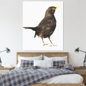 Schwarzer Vogel auf weißer Acrylmalerei Abgeschied Leinwanddruck (Insitu (Schlafzimmer))