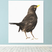 Schwarzer Vogel auf weißer Acrylmalerei Abgeschied Leinwanddruck (Insitu (Holzboden))