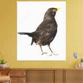 Schwarzer Vogel auf weißer Acrylmalerei Abgeschied Leinwanddruck (Insitu (Wohnzimmer))