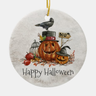 Schwarzer Vogel Halloweens und Verzierung der Keramik Ornament