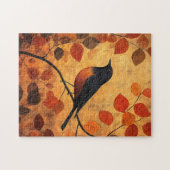 Schwarzer Vogel Herbstleaves Puzzle (Horizontal)