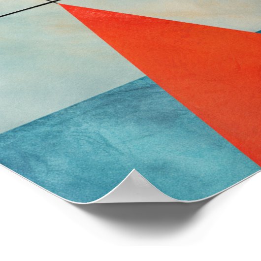 Schwarzer Vogel im roten Dreieck mitten im Wasser Poster (Ecke)