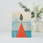 Schwarzer Vogel im roten Dreieck Postkarte (Stehend Vorderseite)
