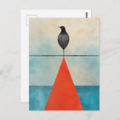Schwarzer Vogel im roten Dreieck Postkarte (Vorne/Hinten)