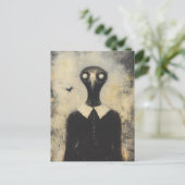 Schwarzer Vogel in einem schwarzen Horror-Fantasy- Postkarte (Stehend Vorderseite)