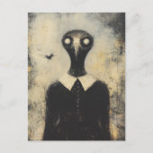 Schwarzer Vogel in einem schwarzen Horror-Fantasy- Postkarte (Vorderseite)