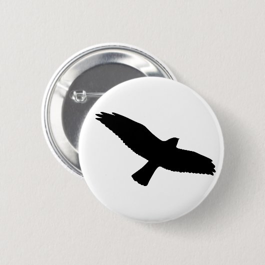 Schwarzer Vogel-Knopf Button (Vorne & Hinten)