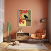 Schwarzer Vogel Melampitta und Herbstleaves Poster