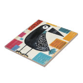 Schwarzer Vogel Moderne Kunst Fliese (Seite)
