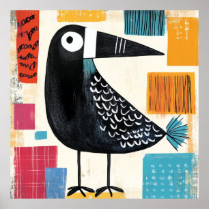 Schwarzer Vogel Moderne Kunst Poster