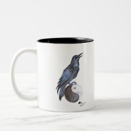 schwarzer Vogel Rabenkrähe yin Yang Zweifarbige Tasse