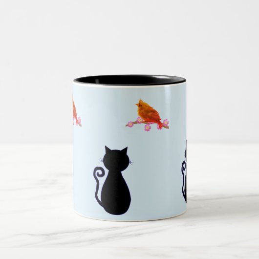 Schwarzer Vogel Zweifarbige Tasse (Mittel)