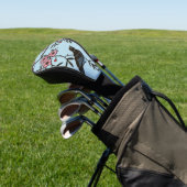 Schwarzer Vogelbaum Kirschen Rosa Blüten Blau Golf Headcover (In SItu)