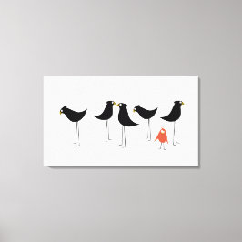 Schwarzer Vogelbesucher, weißer Hintergrund Leinwanddruck